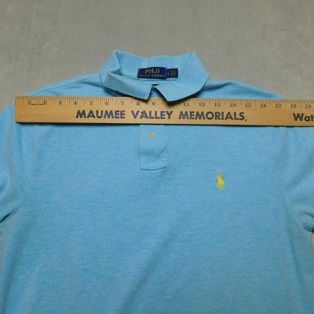 Polo Ralph Lauren Mens Light Blue Heather Short Sleeve Polo Shirt Large Pony‎